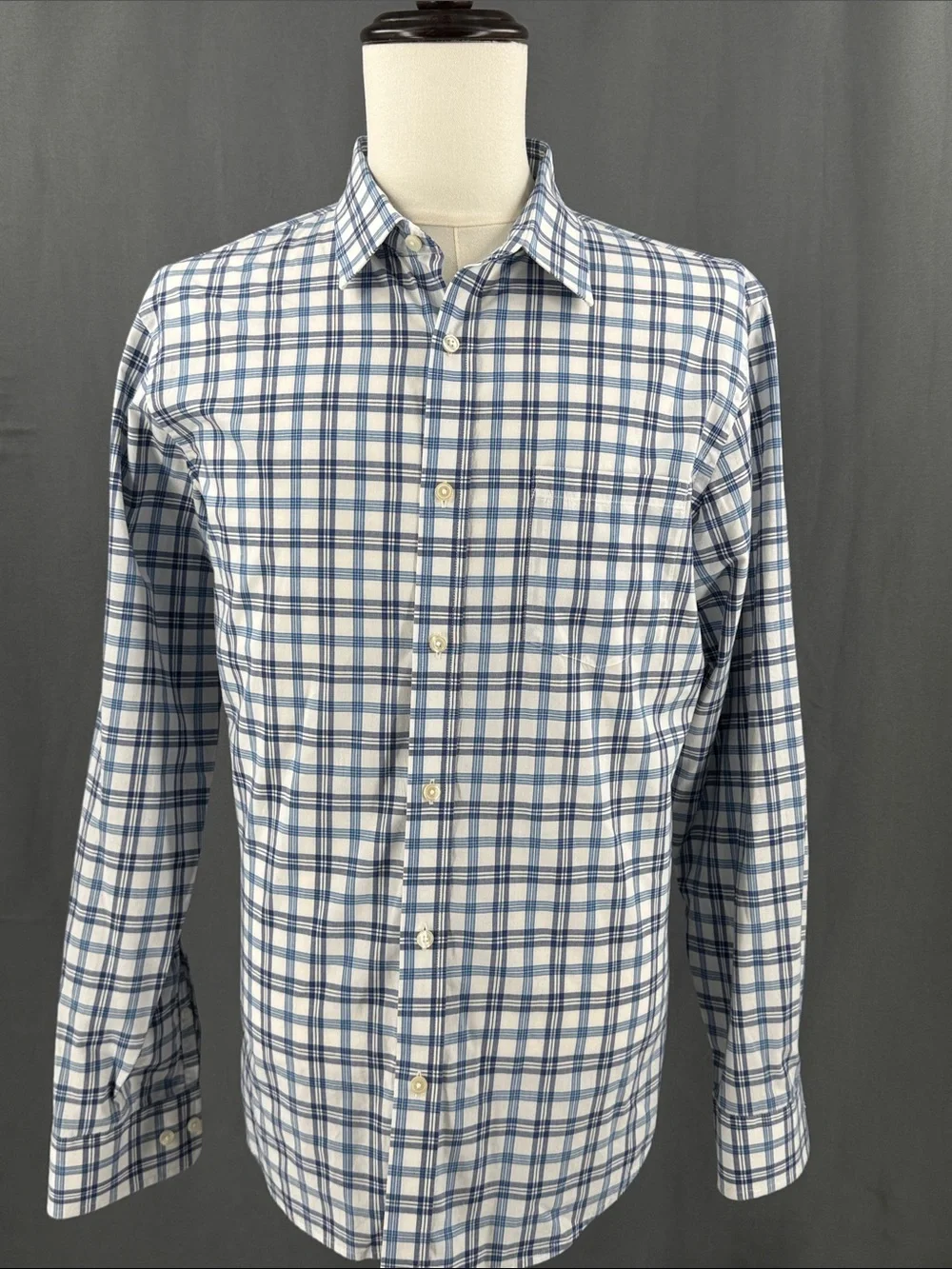Banana Republic Blue & White Plaid Button-Up Shirt